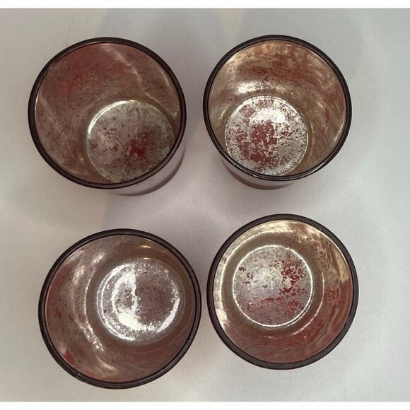 Set of 4 Crate & Barrel Mercury Tealight Holders in Red - Picture 5 of 6